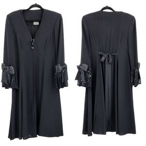 Vintage S Villioti Lingerie Boudoir Old‎ Hollywood Glam Goth Robe Duster Black M